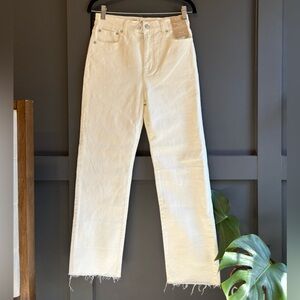 Madewell 90’s Straight Crop Raw Hem Jeans in Tile White